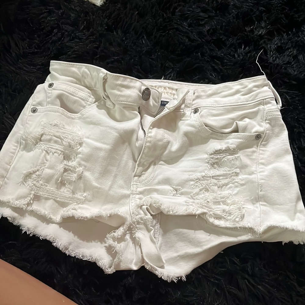 American eagle white jean shorts
